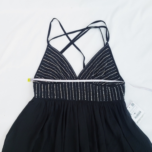 NWT Zara Little Black Dress Beaded Bodice Mini A-line Cocktail - Picture 9 of 16